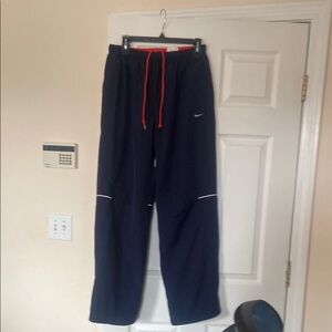 Nike Navy Track Pants with Red Drawstring